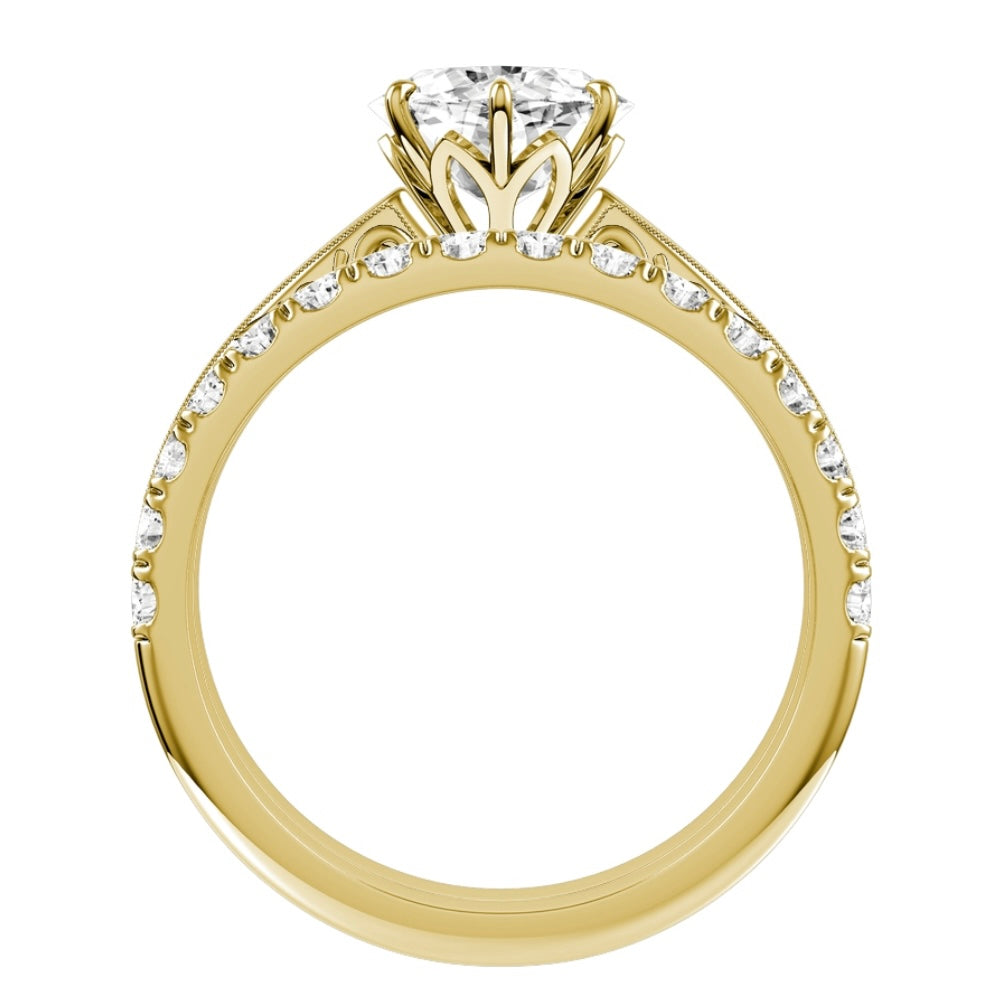 Yellow Gold Pear Cut Diamond Engagement Ring with Matching Wedding Band