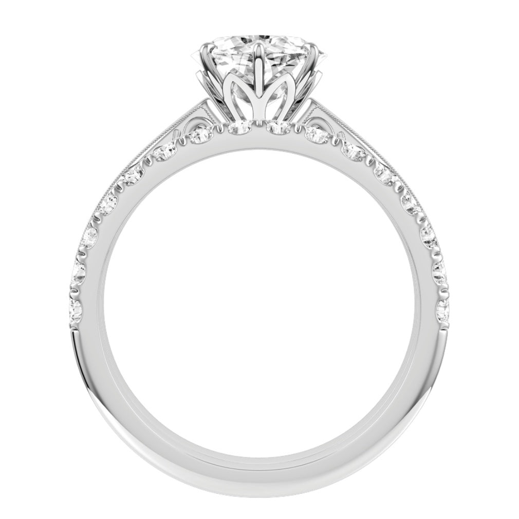 White Gold Pear Cut Diamond Engagement Ring with Matching Wedding Band