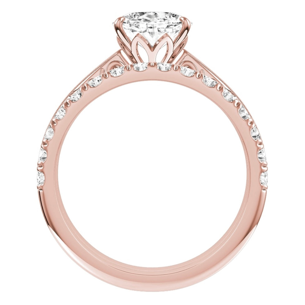 Rose Gold Oval Cut Diamond Engagement Ring with Matching Wedding Band