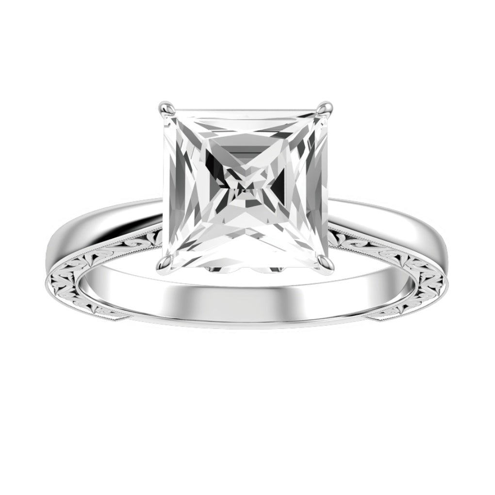 White Gold Princess Cut Diamond Engagement Ring with Matching Wedding Band