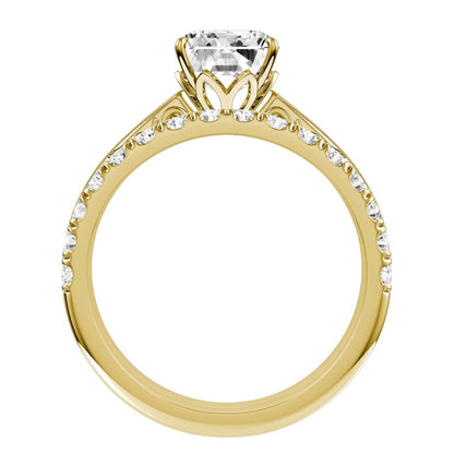 Yellow Gold Emerald Cut Diamond Ring With Matching Wedding Band