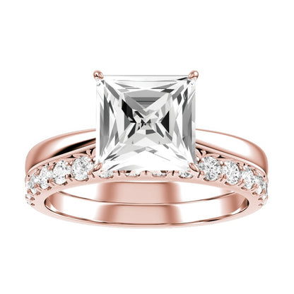 Rose Gold Princess Cut Diamond with Matching Wedding Band