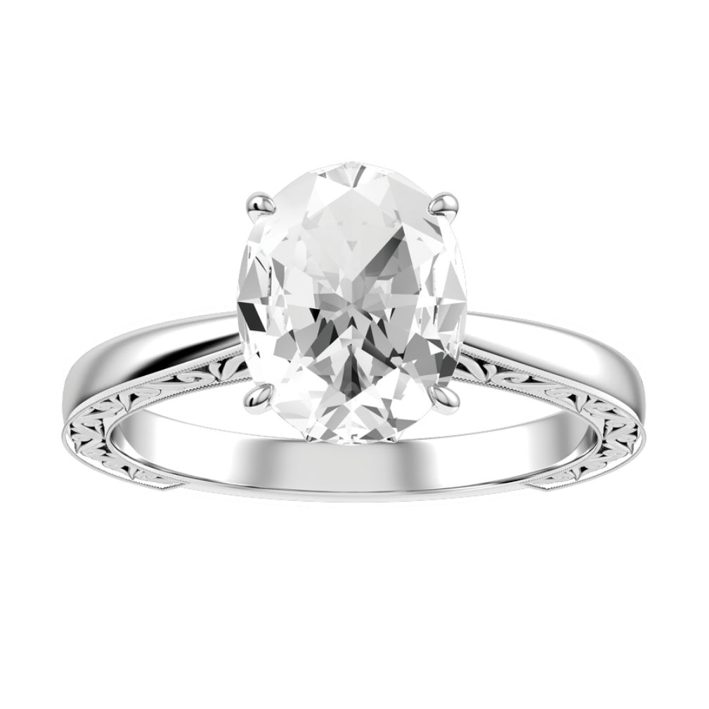 White Gold Oval Cut Diamond Ring with Matching Wedding Band