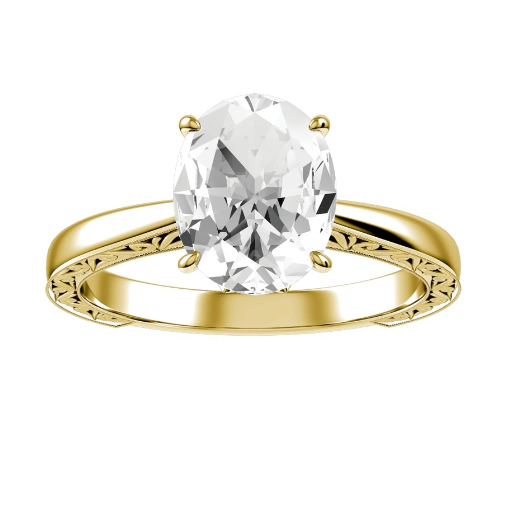 Yellow Gold Oval Cut Diamond Engagement Ring with Matching Wedding Band