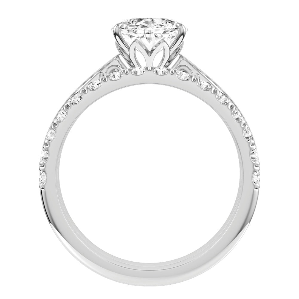 White Gold Oval Cut Diamond Ring with Matching Wedding Band