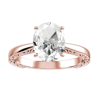 Rose Gold Oval Cut Diamond Engagement Ring with Matching Wedding Band