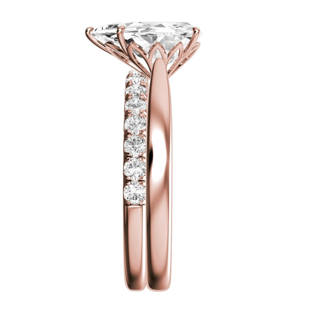 Rose Gold Pear Cut Diamond with Matching Wedding Band