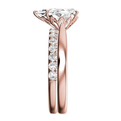 Rose Gold Pear Cut Diamond with Matching Wedding Band