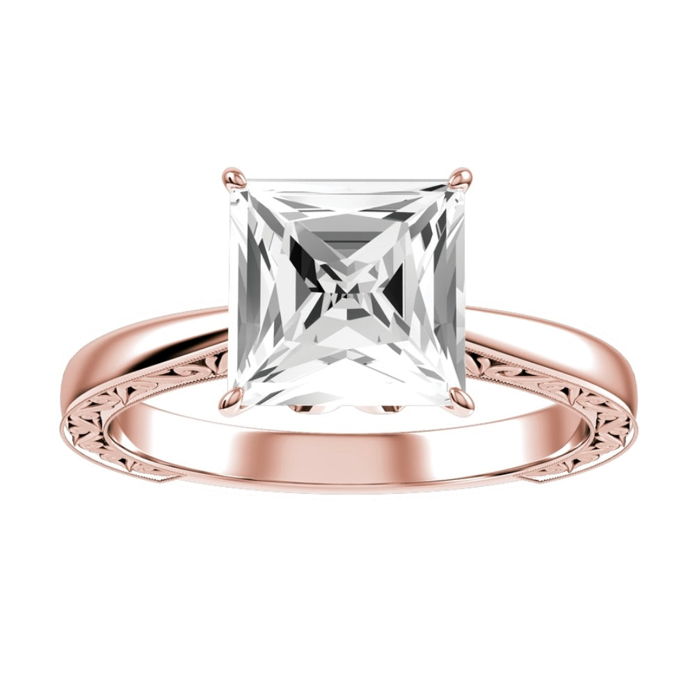 Rose Gold Princess Cut Diamond with Matching Wedding Band