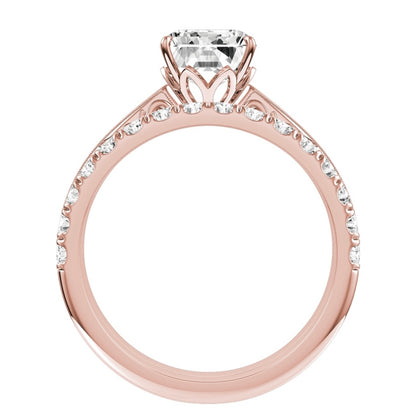 Rose Gold Emerald Cut Stand Alone Diamond Engagement Ring With Wedding Band