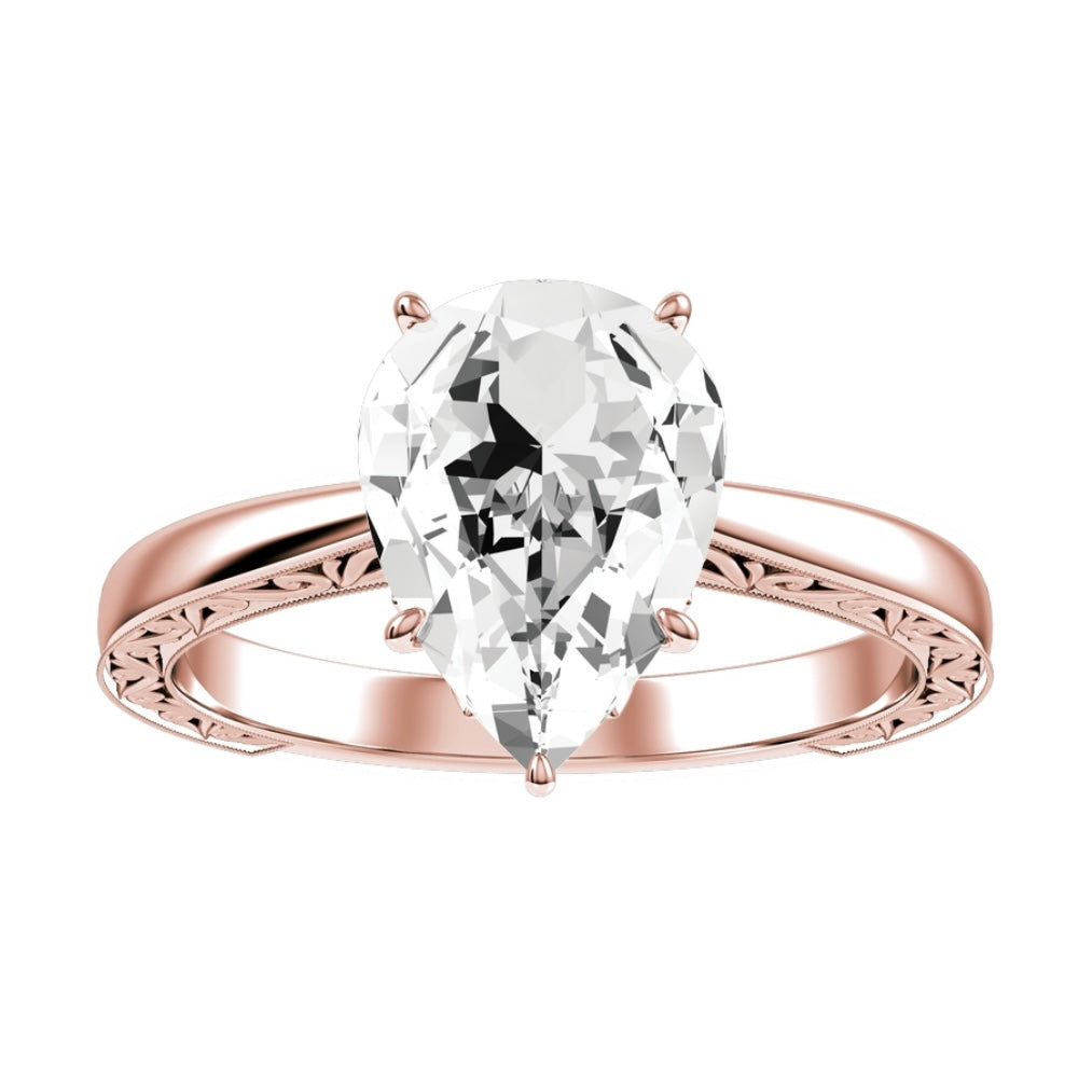 Rose Gold Pear Cut Diamond with Matching Wedding Band