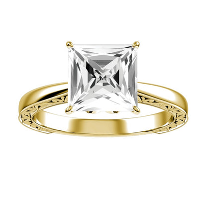 Yellow Gold Princess Cut Diamond with Matching Wedding Band