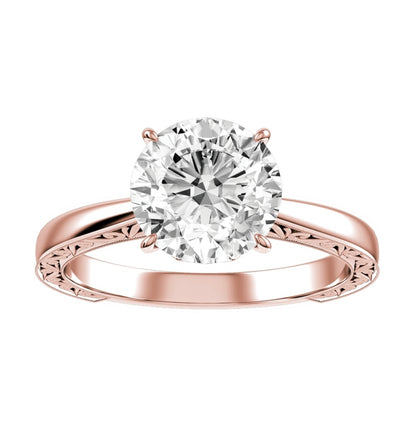 Rose Gold Round Cut Diamond Engagement Ring With Matching Wedding Band