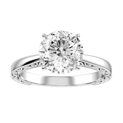 White Gold Round Cut Diamond Engagement Ring with Matching Wedding band