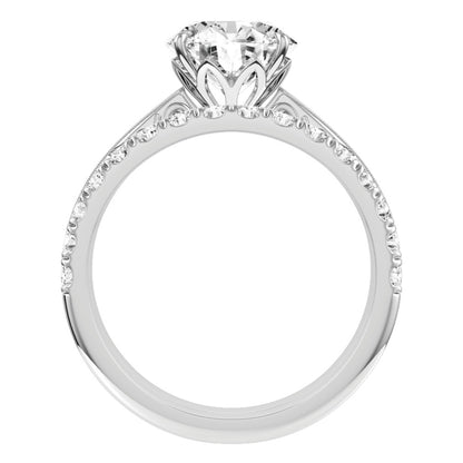 White Gold Round Cut Diamond Engagement Ring with Matching Wedding band